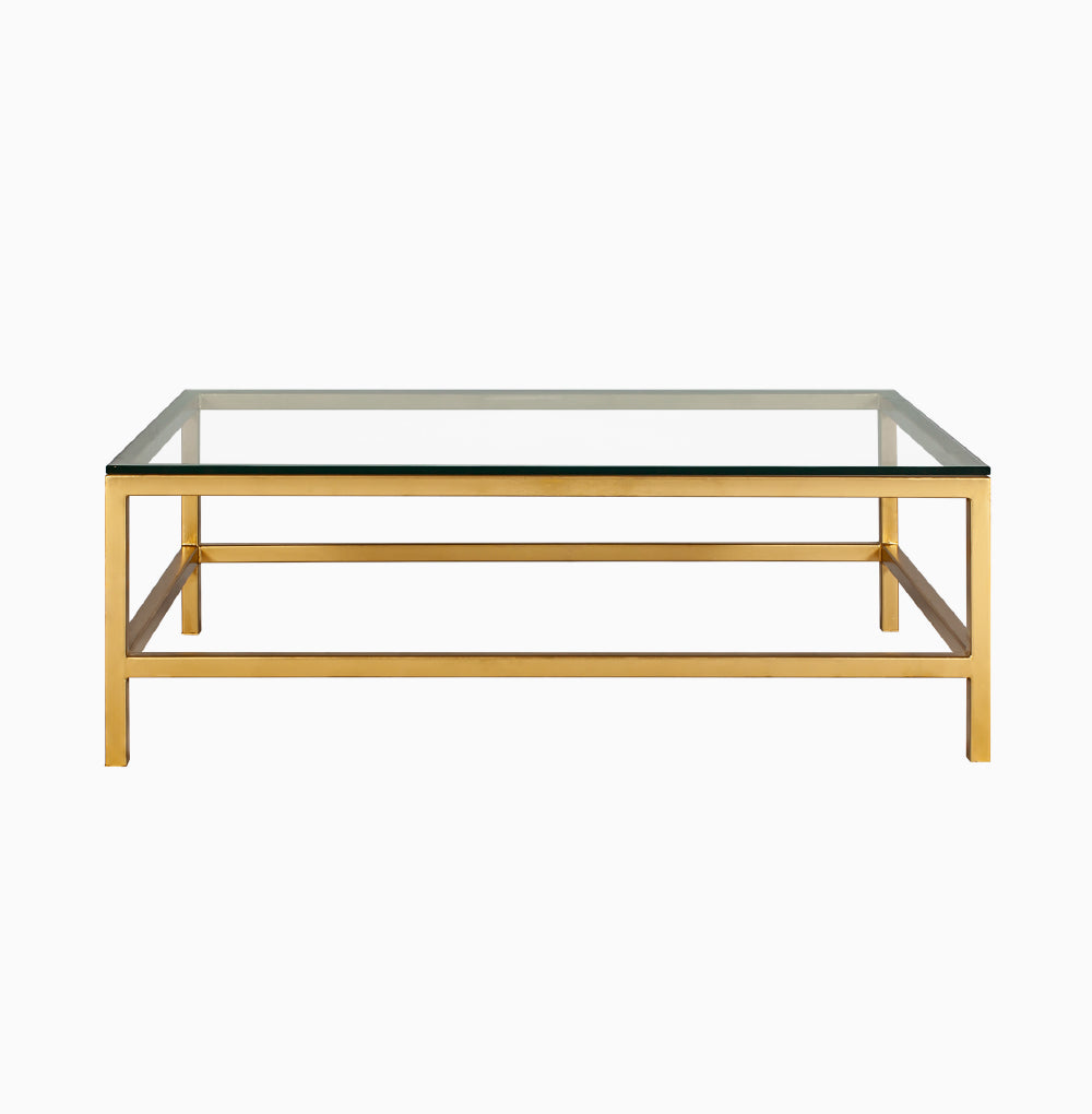 GOLDEN FRAME COFEE TABLE (GLASS TOP)