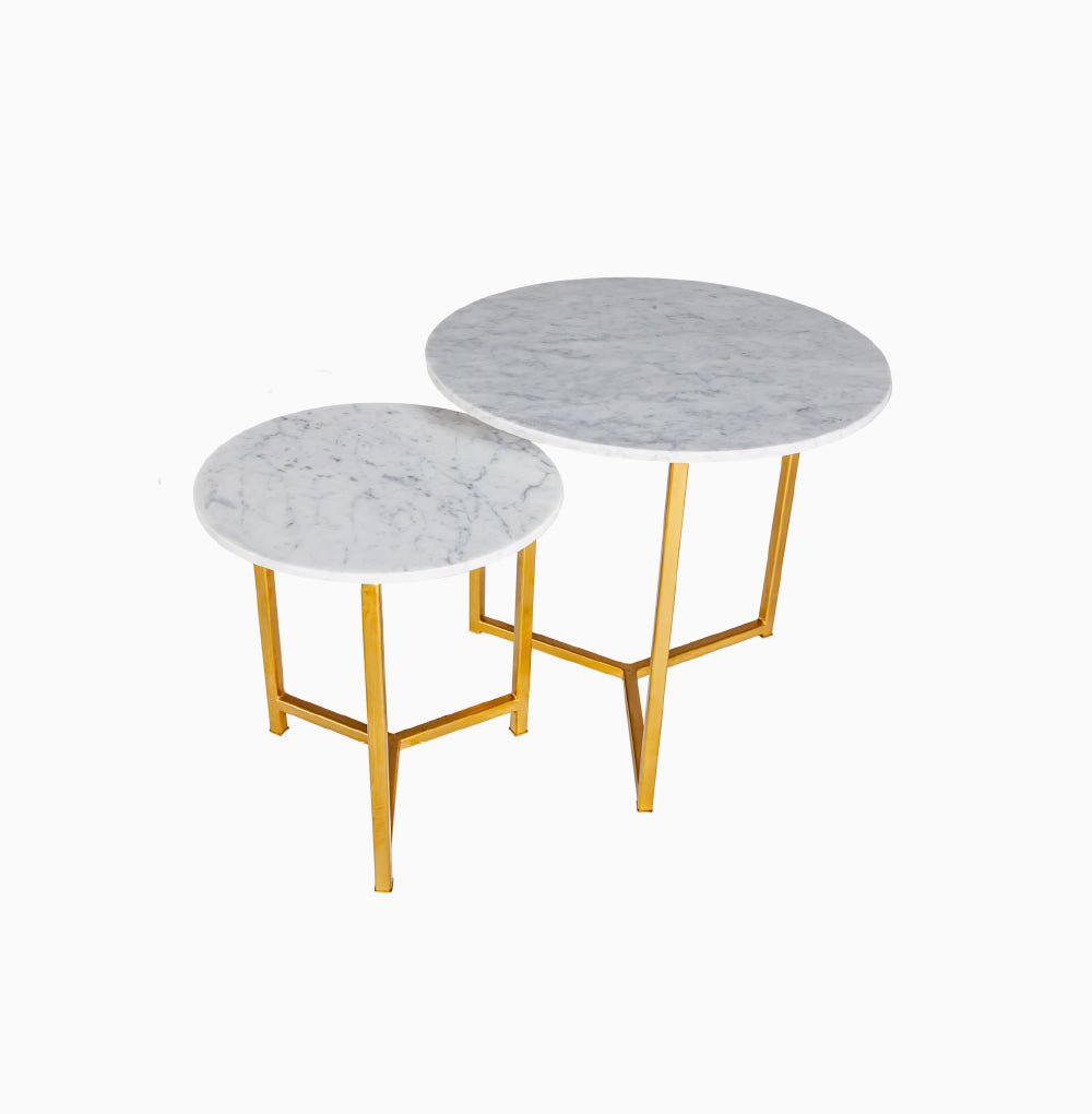 MARBLE TOP COFFEE TABLES (SET OF TWO)