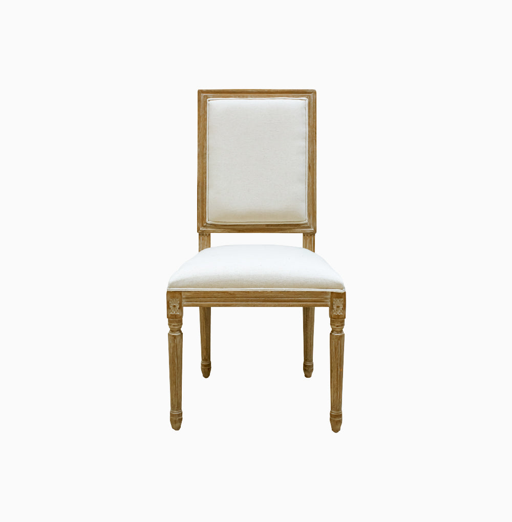 RECTANGULAR BACK LOUIS CHAIR – White Rental